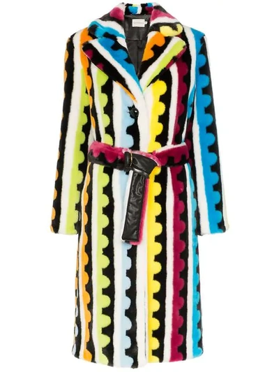 Mary Katrantzou Stoke Geometric-pattern Faux-fur Coat In Multicoloured