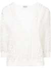 SAINT LAURENT SAINT LAURENT LACE PANEL BLOUSE - 白色