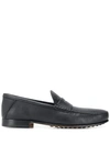 TOD'S CRACKED EFFECT PENNY LOAFERS