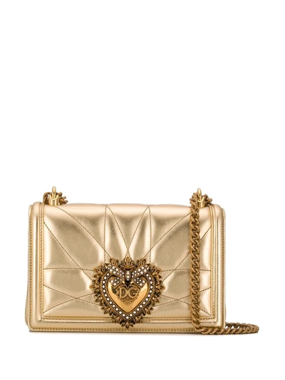 Dolce & Gabbana Medium Devotion Crossbody Bag In Gold