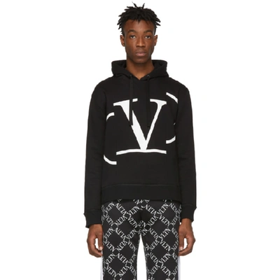 Valentino Black Vlogo Hoodie In Black White