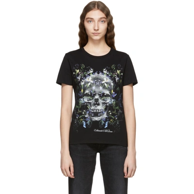 Alexander Mcqueen Floral Skull Print T-shirt - 黑色 In Black