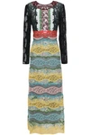 VALENTINO PANELED BRODERIE ANGLAISE, POINT D'ESPRIT AND COTTON-BLEND GUIPURE LACE MIDI DRESS,3074457345620169176