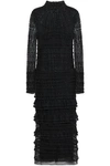 VALENTINO TIERED EMBELLISHED SILK-TULLE AND LACE MIDI DRESS,3074457345620149683