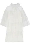 VALENTINO WOMAN TIERED LACE AND POINT D'ESPRIT MINI DRESS IVORY,AU 7789028784662243