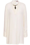 VALENTINO VALENTINO WOMAN EMBELLISHED SILK-CREPE BLOUSE IVORY,3074457345620045883