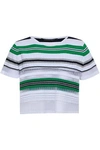 ANTONINO VALENTI WOMAN TINSEL-TRIMMED STRIPED STRETCH AND OPEN-KNIT TOP WHITE,AU 2507222119586193