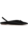 SIMONE ROCHA BOW-EMBELLISHED SATIN SLINGBACK POINT-TOE FLATS,3074457345620140228