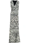 ROBERTO CAVALLI ROBERTO CAVALLI WOMAN ANIMAL-PRINT CUTOUT STRETCH-JERSEY MAXI DRESS IVORY,3074457345620292285