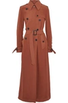 VALENTINO VALENTINO WOMAN WASHED-SILK TRENCH COAT BROWN,3074457345620098668