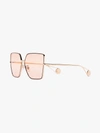 GUCCI GUCCI EYEWEAR ROSE GOLD TINTED LENS SQUARE SUNGLASSES,GG0436S13553461