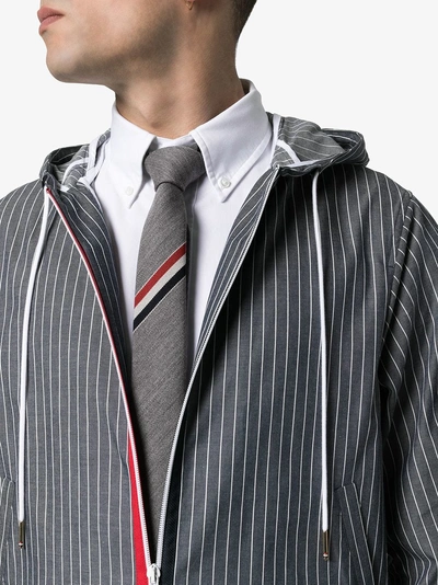 Thom Browne Striped Cotton Tie In Grey