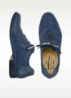 GUCCI SHOES BLUE ITALIAN HANDMADE LEATHER LACE-UP SHOES