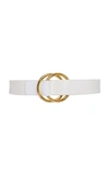 Carolina Herrera Double-buckle Snakeskin And Leather Belt In White