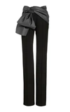 CAROLINA HERRERA SATIN-TRIMMED CREPE STRAIGHT-LEG trousers,735287