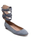 VALENTINO GARAVANI SUEDE ANKLE-WRAP FLATS,0400010515961