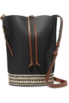 LOEWE GATE JUTE-TRIMMED TEXTURED-LEATHER BUCKET BAG