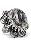 ALEXANDER MCQUEEN SILVER-TONE AND CRYSTAL RING