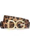 DOLCE & GABBANA REVERSIBLE LEOPARD-PRINT TEXTURED-LEATHER BELT