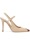 ALESSANDRA RICH Two-tone leather Mary Jane slingback pumps