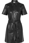 Nanushka Roberta Belted Vegan Leather Mini Dress In Black