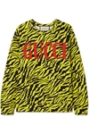 GUCCI Neon tiger-print cotton-jersey sweatshirt