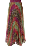 ALICE AND OLIVIA KATZ PLEATED PRINTED GEORGETTE MAXI SKIRT