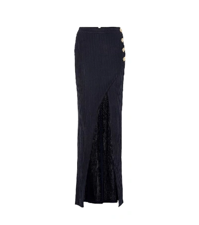 Balmain Thigh Slit Maxi Skirt - 蓝色 In Blue