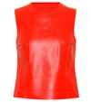 ACNE STUDIOS LEATHER AND RIBBED-KNIT TOP,P00368976