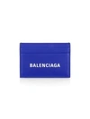 Balenciaga 'everyday' Logo Print Leather Card Holder In Blue