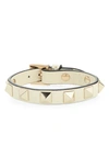 Valentino Garavani Rockstud Calfskin Double-strap Bracelet Woman Light Ivory Uni In Ivory