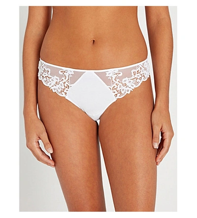 Simone Perele Saga Mesh And Stretch-lace Thong In White