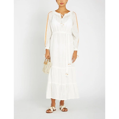 Tory Burch Embroidered Linen Dress In White