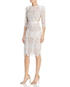 Bronx And Banco Madeline Guipure Lace Puff-sleeve Dress In White