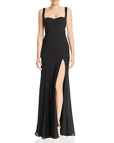 Fame And Partners Strappy Georgette Evening Dress In Black