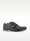 GUCCI SHOES ITALIAN HANDCRAFTED BLACK LEATHER MONK STRAP SHOES