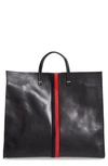 CLARE V SIMPLE LEATHER TOTE,HB-TT-ST-100040-BLK