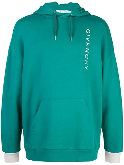 Givenchy Vertical Logo Hoodie - 绿色 In Green