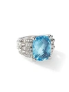 DAVID YURMAN Tides Blue Topaz & Pavé Diamond Sterling Silver Ring