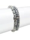 BAVNA Agate, Hematite & Diamond Three-Strand Beaded Bracelet