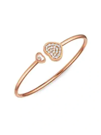 Chopard Happy Hearts 18k Rose Gold Pave Diamond Bangle Bracelet