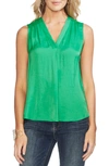 Vince Camuto Rumpled Satin Blouse In Emerald Leaf