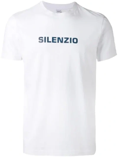 Aspesi White Cotton T-shirt With Silenzio Print