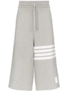 THOM BROWNE 4-BAR OVERSIZED CROPPED COTTON SWEATPANTS