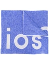 Acne Studios Toronto Logo-intarsia Wool-blend Scarf In Blue