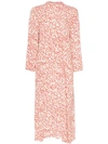 Ganni Goldstone Floral Print Crepe Dress In White