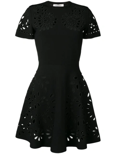 Valentino Cut Work Embroidered Dress In 0no Black