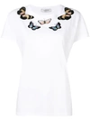 VALENTINO VALENTINO EMBROIDERED BUTTERFLIES T-SHIRT - 白色