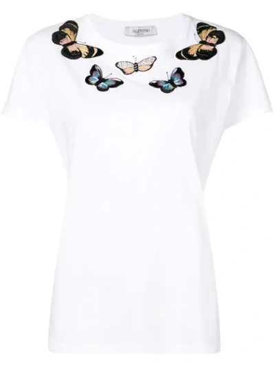 Valentino Embroidered Butterflies T-shirt In White