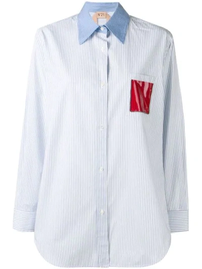 N°21 Nº21 Striped Longline Shirt - 蓝色 In Blue